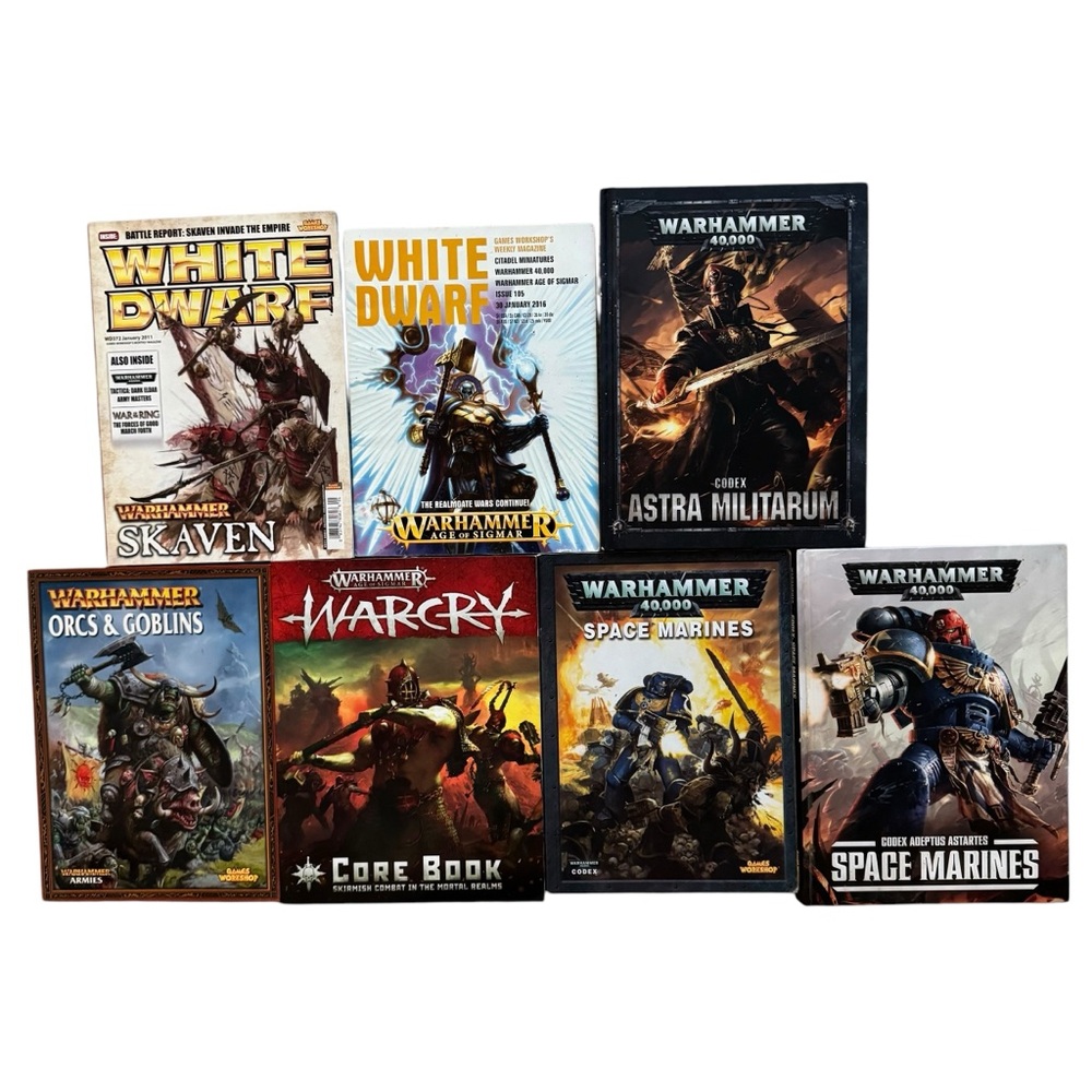 Warhammer 7 Book Lot 40K Codex Space Marine Warcry Core Book Orcs Goblins Sigmar